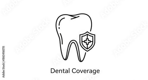 Tooth with Shield Dental Protection Icon.