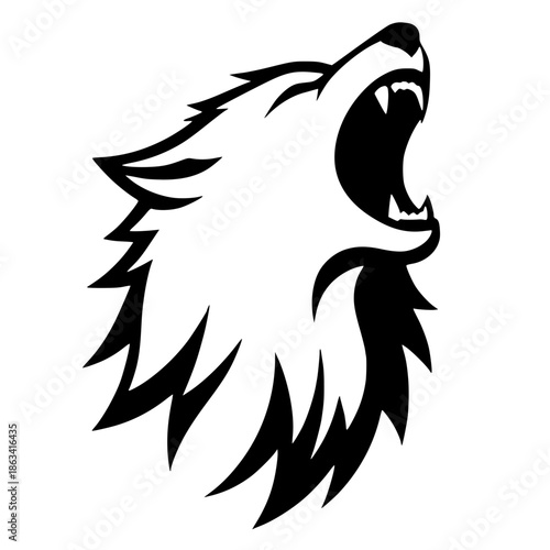 Silhouette of a screaming wolf