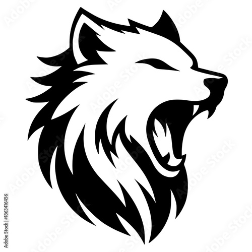 Silhouette of a screaming wolf