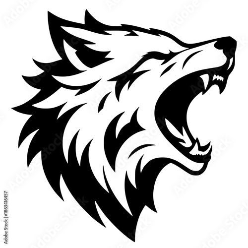 Silhouette of a screaming wolf