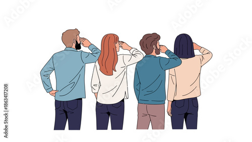 A diverse group of people are looking into the distance, symbolizing hope and future possibilities