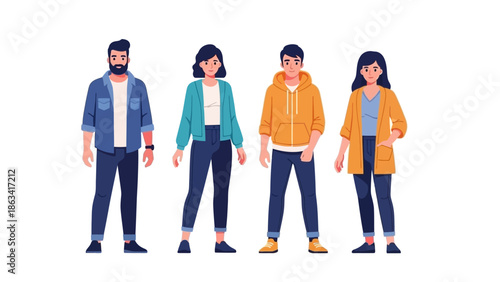 Diverse group of young men and women in casual clothing standing together