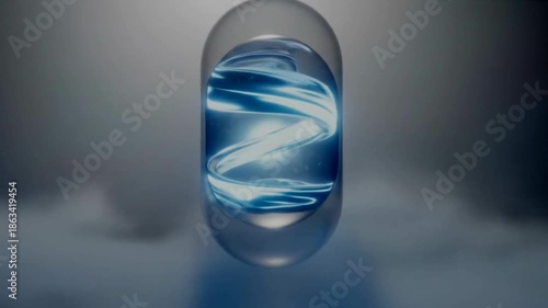 Pill Capsule with Swirling Liquid Inside.