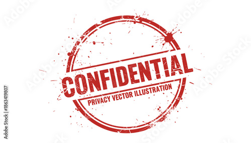 Confidential privacy red stamp vector illustration with sensitive information notice