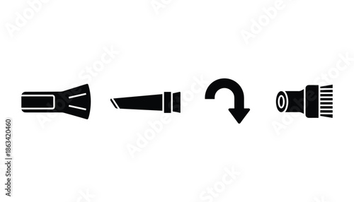 Led flashlight tool set icon isolated on transparent background