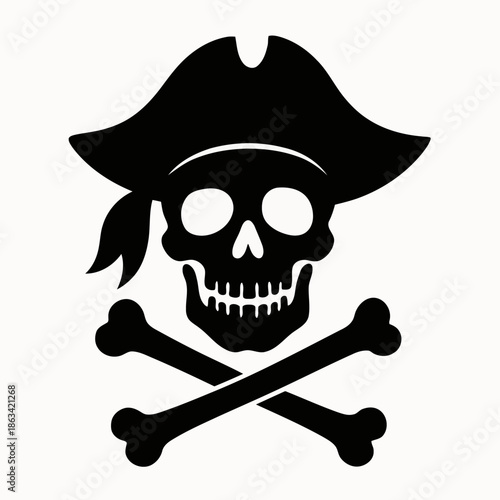 Simple silhouette vector illustration of a pirate skull in bold clean style