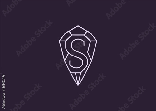 A refined line logo combining the letter S with gemstone facets, expressing luxury, clarity, and premium brand identity through clean geometry