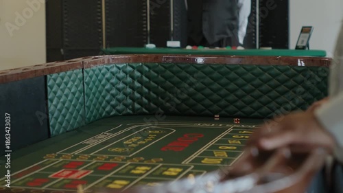 Casino Craps Table Action with Dice Toss