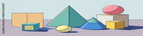 A vibrant 3d glass pyramid illustration of a colorful Christmas tree with gifts and decorations designed as a luminous triangle symbol icon for a modern business concept