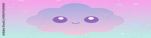 Vector illustration of a cute 3d cartoon character face with a pink heart and smile design for a fun baby shower card or romance invitation symbol