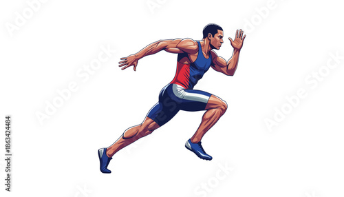 Running sprinter athlete – dynamic sports vector illustration