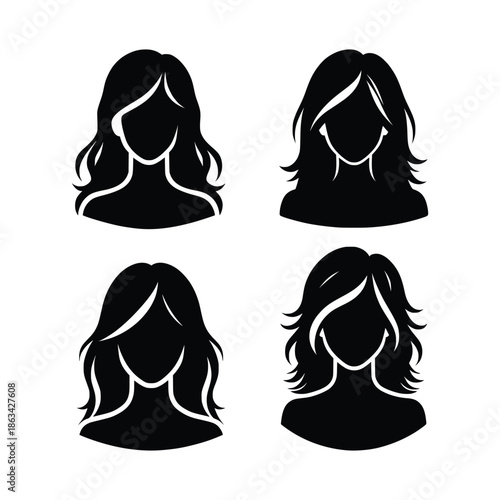 Female Silhouette Avatar Set – Default Profile Picture Icons