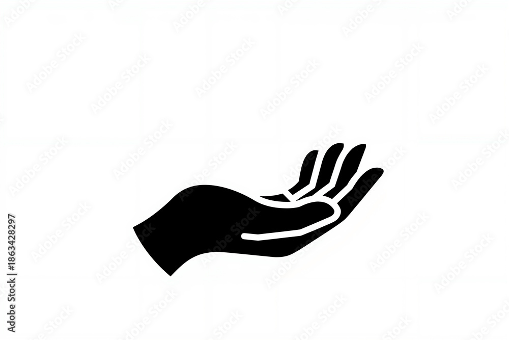 Obraz premium Simple black silhouette of an open hand on a white background