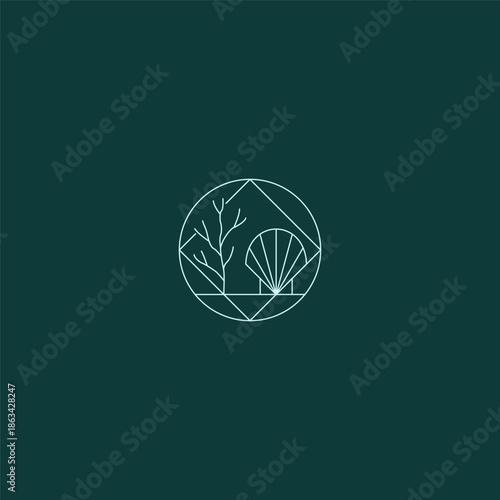 Coral and shell line art logo inspired by ocean beauty and marine life.