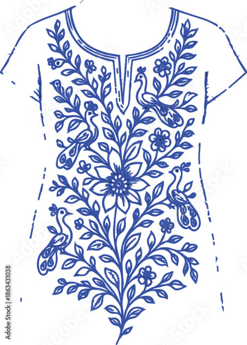 Vector illustration of a blank cotton t-shirt design featuring a striped textile pattern for casual fashion clothing and garment wear