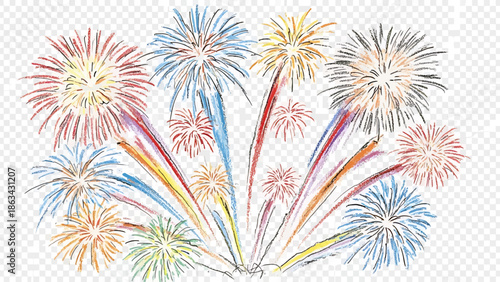 Vibrant fireworks exploding in colorful celebration display