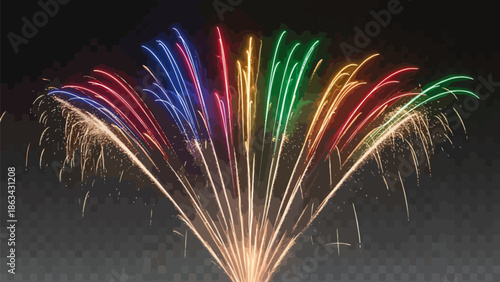 Vibrant fireworks explode in colorful night sky display