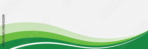 Abstract White and Green wave wide background banner. vector Eps 10