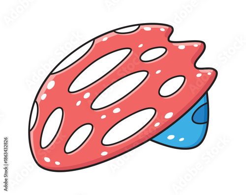 Red bicycle helmet illustration isolated cartoon vector