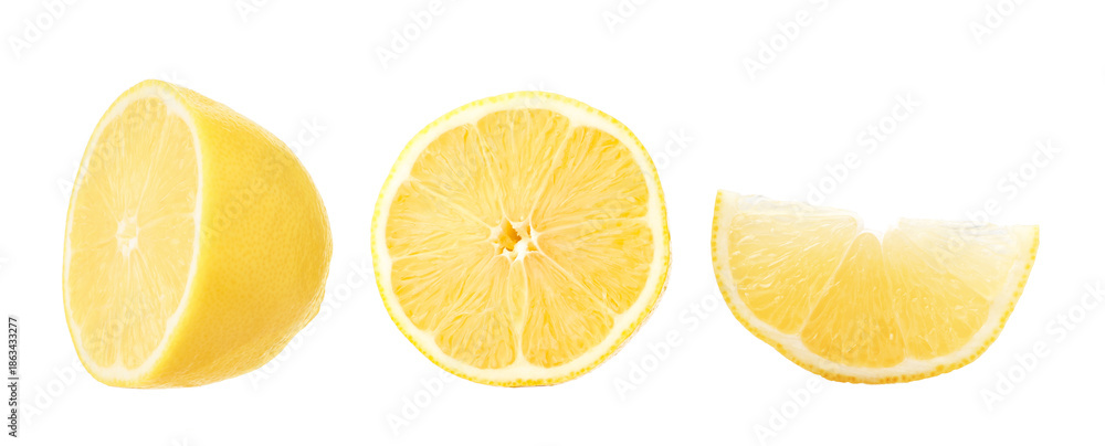 Fototapeta premium Piece of fresh lemon isolated on white, set