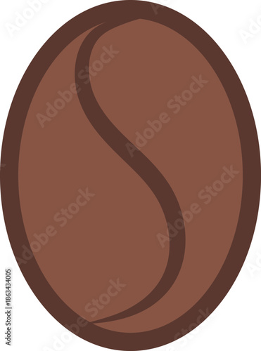 Single Dark Roasted Coffee Bean Vector Illustration, Realistic Brown Coffee Seed Icon for Cafe Branding, Espresso Bar Graphics, Morning Caffeine Concept, and Organic Beverage Product Design