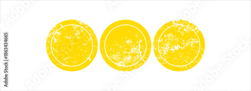 Circle grunge stamp set. Round vector isolated on white background. Yellow stamp vector. Collection for grunge badge, seal, ink and stamp design template. Round grunge hand drawn circle shape, Eps10