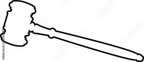 Gavel Outline Vector Illustration - Minimalist Judge Hammer Line Art for Law, Justice, and Legal Themed Graphic Design - Simple Gavel Icon for Web, Print, and Professional Legal Industry Assets.