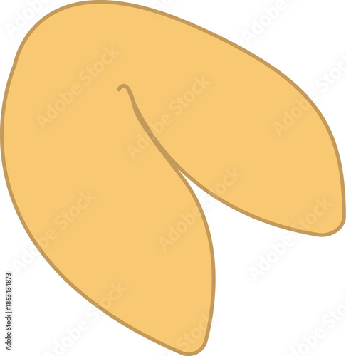 Single Fortune Cookie Vector Illustration Without Message Paper Isolated on White Background, Traditional Chinese Dessert Snack for Asian Food Branding, Luck and Destiny Concept Graphic Art.