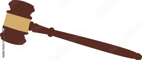 Wooden Judge Gavel and Mallet Vector Illustration Isolated on White Background, Concept for Law, Justice, Courtroom Legal System, Auction House Bid, Authority, and Judgment Graphic Design Element.