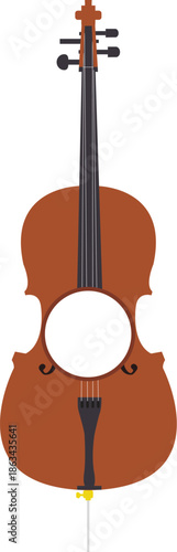 Cello Musical Instrument with Circular Text Frame Vector - Creative Music Icon with Blank Round Space for Logos, Concert Medals, or Event Badges - Classical String Instrument Design