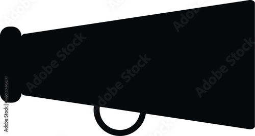 Black Megaphone Silhouette Vector Icon - Solid Loudspeaker Symbol for Communication, Public Speaking, and Marketing Announcements - Minimalist Shouting Tool Design for Icons and Infographics