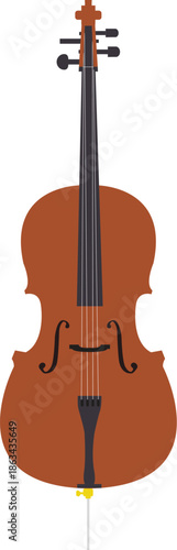 Classical Cello String Instrument Vector Illustration - Detailed Wooden Violin or Double Bass Graphic for Music Education, Orchestral Performance, and Musical Arts Content - Isolated Icon