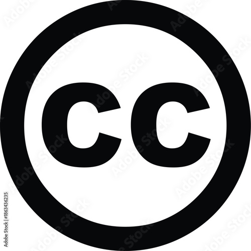 Bold black uppercase letters CC isolated on a white background, representing an acronym, monogram, initials, typography element, or minimalist graphic design logo lettering concept.