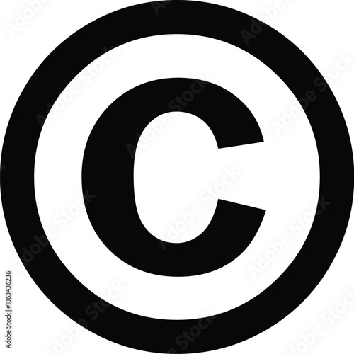 Bold black letter C inside a circle isolated on a white background, representing the official Copyright symbol used to protect intellectual property, original artwork, publications, and brand identity