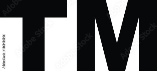 Bold black TM text symbol isolated on a white background, representing the legal Trademark sign used to indicate intellectual property, brand identity, commercial business names, and copyright protect