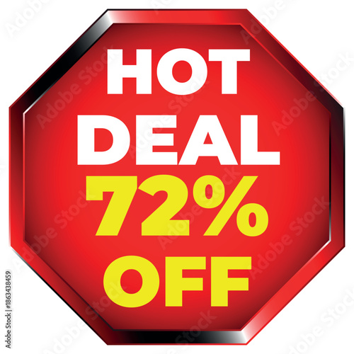 Hot Deal 72 Percent Off Red Octagon Sale Sign discount offer