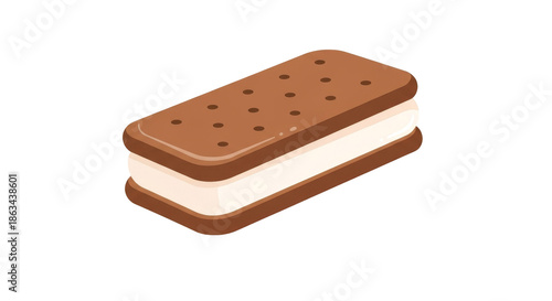 Ice Cream Sandwich: A delicious ice cream sandwich with a creamy, frozen center embraced by two soft, chocolate cookie wafers, creating the perfect handheld dessert.