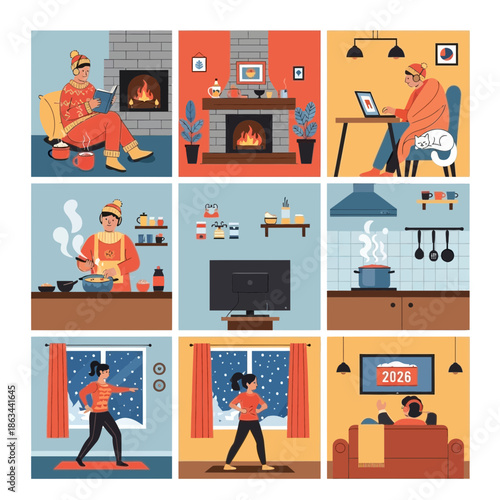 Cozy Winter Home Activities: Reading, Cooking, Yoga, and Watching TV