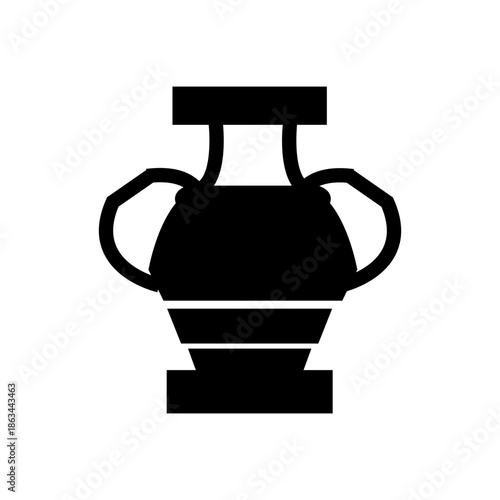 Traditional vase or urn icon in black flat vector style symbolizing pottery, decoration, antique, or interior design.