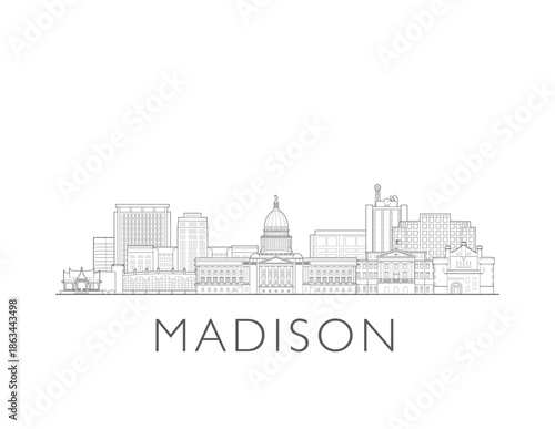 Madison, Wisconsin cityscape illustration skyline drawing