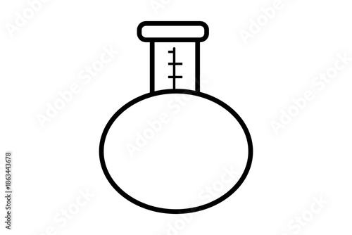 The image shows a simple black-and-white line icon of a laboratory flask.