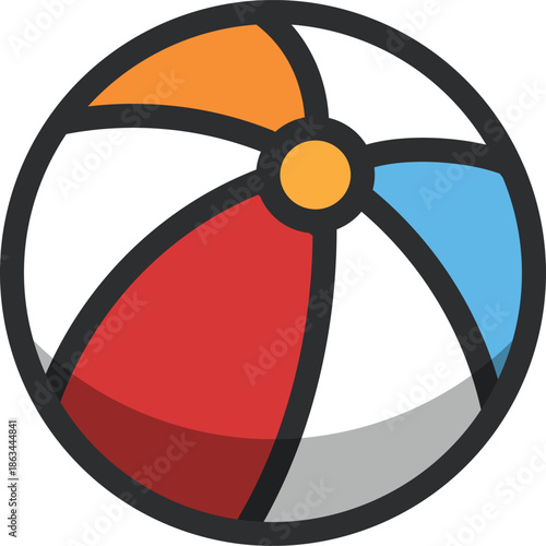 Vibrant, colorful beach ball icon, perfect for summer and vacation themes