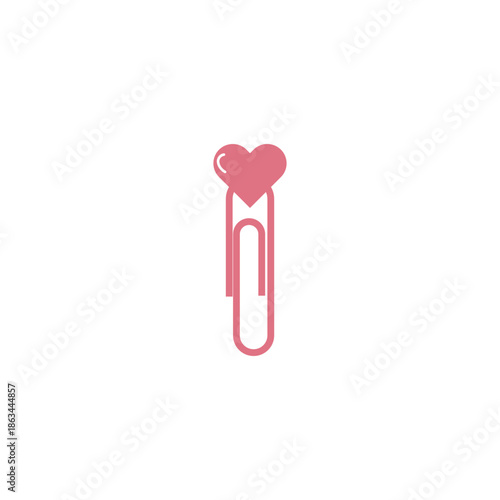 Quadro em tela Pink paperclip with a heart-shaped top, symbolizing love and affection