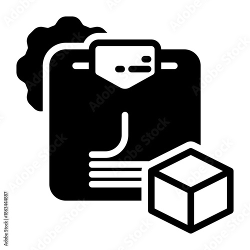 3d printer icon, glyph icon style