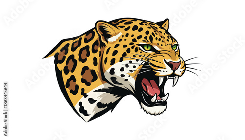Leopard head – aggressive wild cat vector illustration