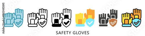 Safety Gloves Multi Style Icon Mini Illustration, Use For Modern Concept, Print, Ui, Ux Kit, Web And App Development. Vector Related To Firefighter, Rescue And More
