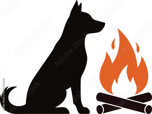 Campfire Dog Outdoor Camping Adventure Nature