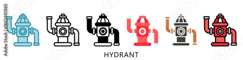 Hydrant Multi Style Icon Mini Illustration, Use For Modern Concept, Print, Ui, Ux Kit, Web And App Development. Vector Related To Firefighter, Rescue And More