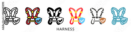 Harness Multi Style Icon Mini Illustration, Use For Modern Concept, Print, Ui, Ux Kit, Web And App Development. Vector Related To Firefighter, Rescue And More