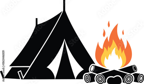 Camping Tent Campfire Outdoor Adventure Nature